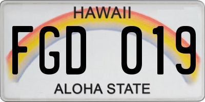 HI license plate FGD019
