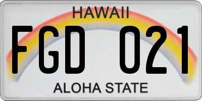 HI license plate FGD021