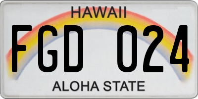 HI license plate FGD024