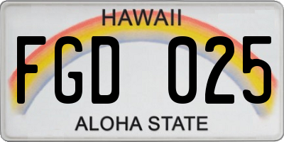 HI license plate FGD025