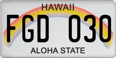 HI license plate FGD030