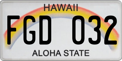 HI license plate FGD032