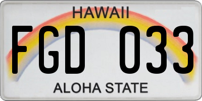 HI license plate FGD033