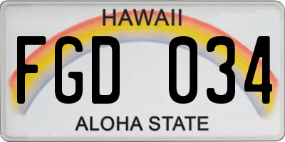 HI license plate FGD034