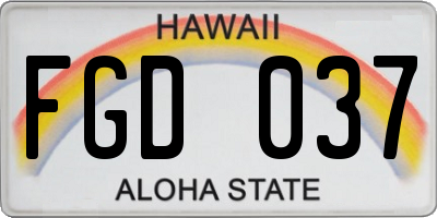 HI license plate FGD037