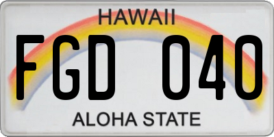 HI license plate FGD040
