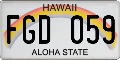 HI license plate FGD059