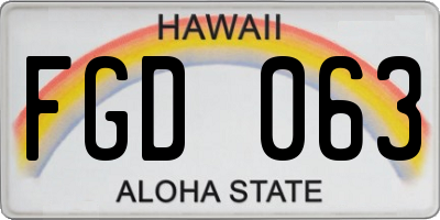 HI license plate FGD063
