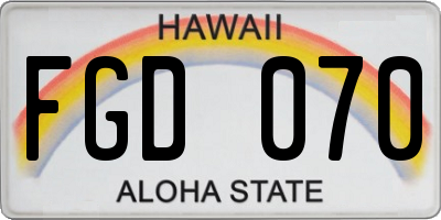 HI license plate FGD070