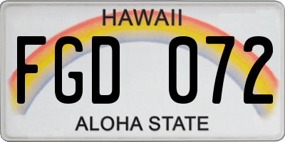 HI license plate FGD072