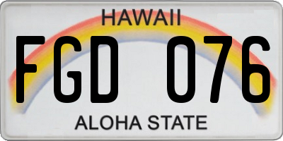 HI license plate FGD076