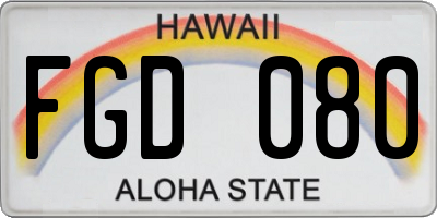 HI license plate FGD080