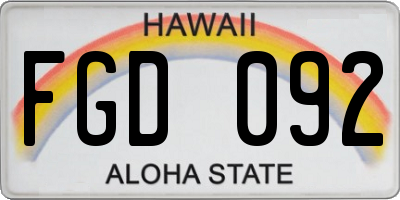 HI license plate FGD092