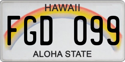 HI license plate FGD099