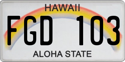 HI license plate FGD103