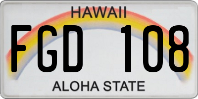 HI license plate FGD108