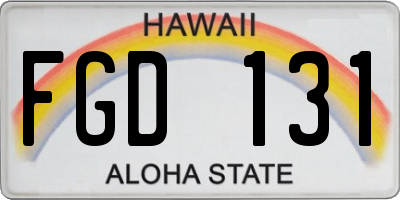 HI license plate FGD131