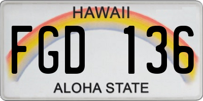 HI license plate FGD136