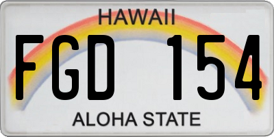 HI license plate FGD154