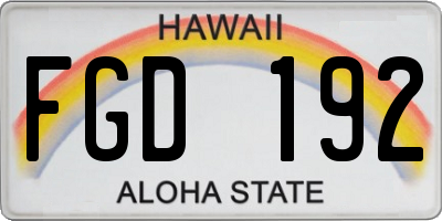 HI license plate FGD192