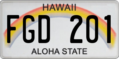 HI license plate FGD201