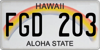 HI license plate FGD203