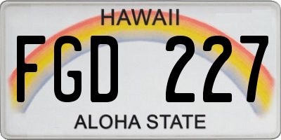 HI license plate FGD227