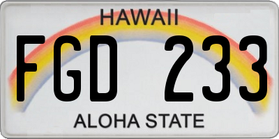 HI license plate FGD233