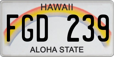 HI license plate FGD239