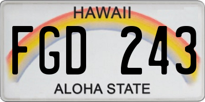 HI license plate FGD243