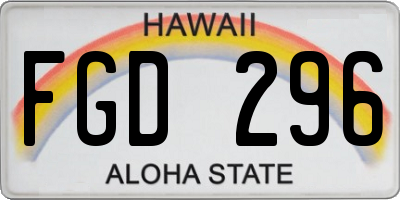 HI license plate FGD296