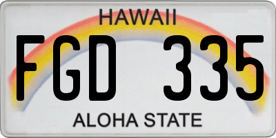 HI license plate FGD335