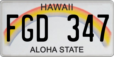 HI license plate FGD347