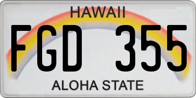 HI license plate FGD355