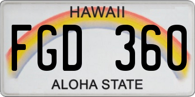 HI license plate FGD360