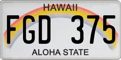 HI license plate FGD375