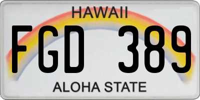 HI license plate FGD389