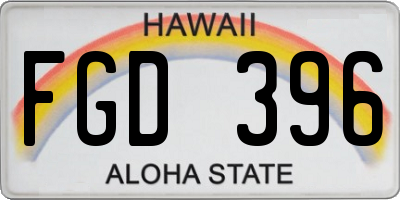 HI license plate FGD396