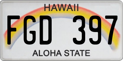 HI license plate FGD397