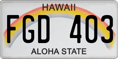 HI license plate FGD403