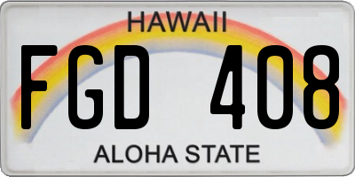 HI license plate FGD408