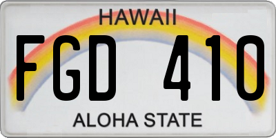 HI license plate FGD410