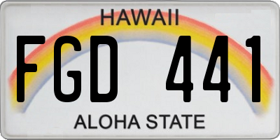 HI license plate FGD441