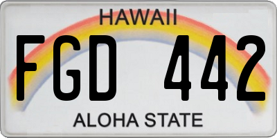 HI license plate FGD442
