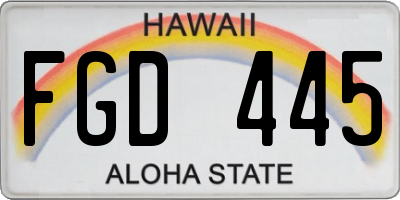 HI license plate FGD445