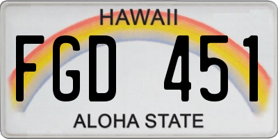 HI license plate FGD451