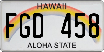 HI license plate FGD458