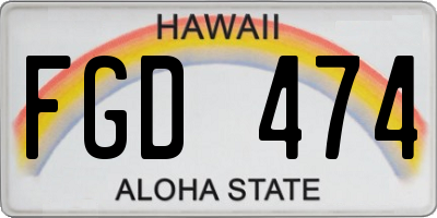 HI license plate FGD474
