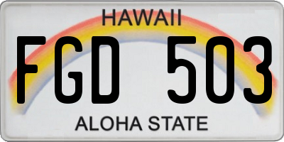 HI license plate FGD503