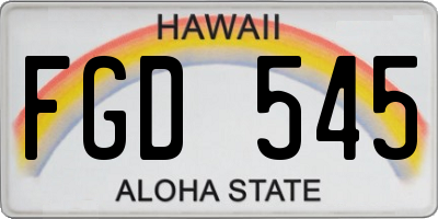 HI license plate FGD545